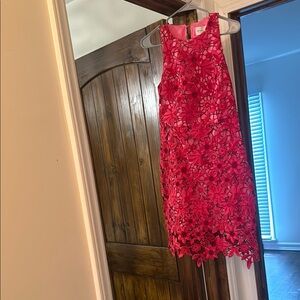 Adelyn Rae Pink Halter Sheath Midi Dress